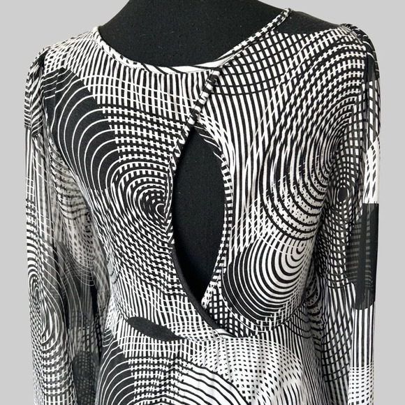 Nicole Benisti Polka Dots Sheer Sleeve Cutout Back  Stretch Dress - Picture 4 of 16